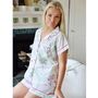 Ladies Floral Pink Palm Tree Print Cotton Short Pyjama Set, thumbnail 2 of 5