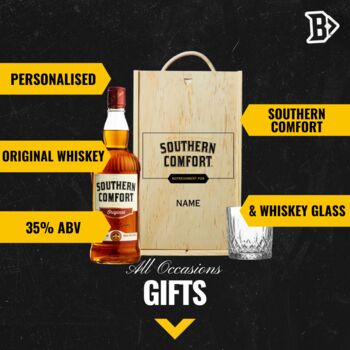 Personalised Southern Comfort Whiskey Gift Set With Glass, 2 of 4