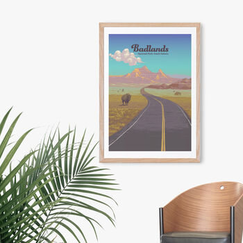 Badlands National Park USA Travel Poster Art Print, 4 of 8