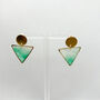 Geometric Green Minimalist Stud Drop Earrings, thumbnail 8 of 11