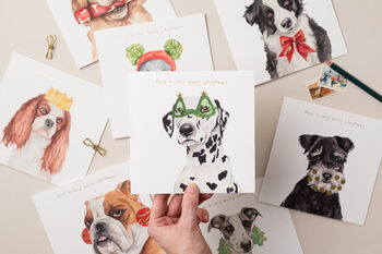 Collie In Bow Christmas Card With Gold Foil, 3 of 3