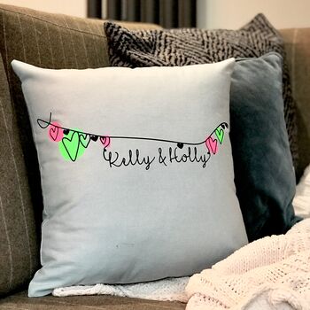 Personalised Love Heart Bunting Cushion, 2 of 2
