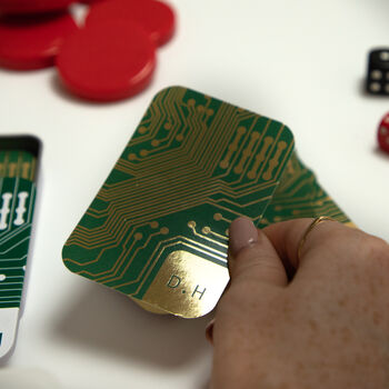 Personalised Foiled Circuitboard Playing Cards In A Tin, 2 of 8