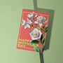 Happy Mothers Day Greeting Card In Orange Floral, thumbnail 2 of 4