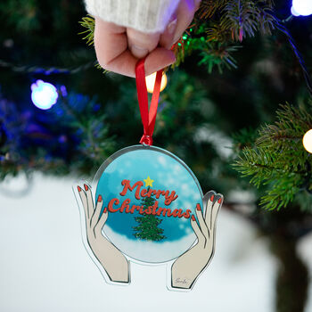 Novelty Snow Globe 'Merry Christmas' Tree Decoration, 2 of 2