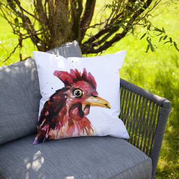 Inky Chicken Outdoor Cushion For Garden Furniture, 4 of 8