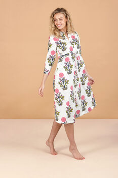 Indian Cotton Rosette Bloom Print Dress, 2 of 4