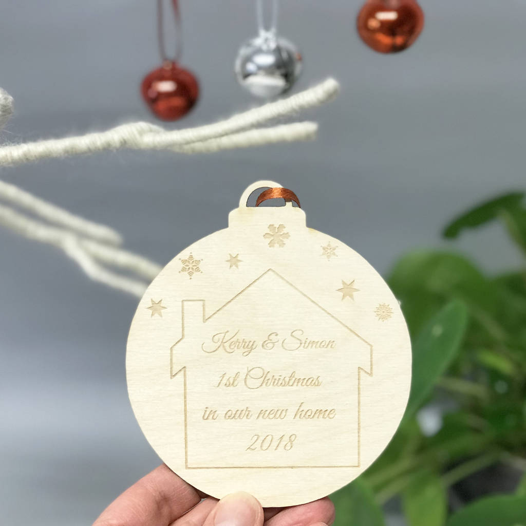 Personalised 1st Christmas New Home Wooden Bauble