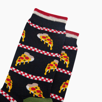 Pizza Slice Bamboo Socks In Black, 2 of 4