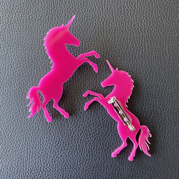 Pink Acrylic Standing Unicorn Brooch, 3 of 3