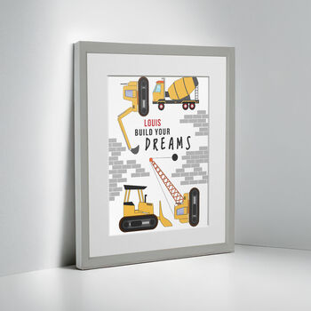 Personalised Construction Children's Nursery Framed Print, 5 of 10