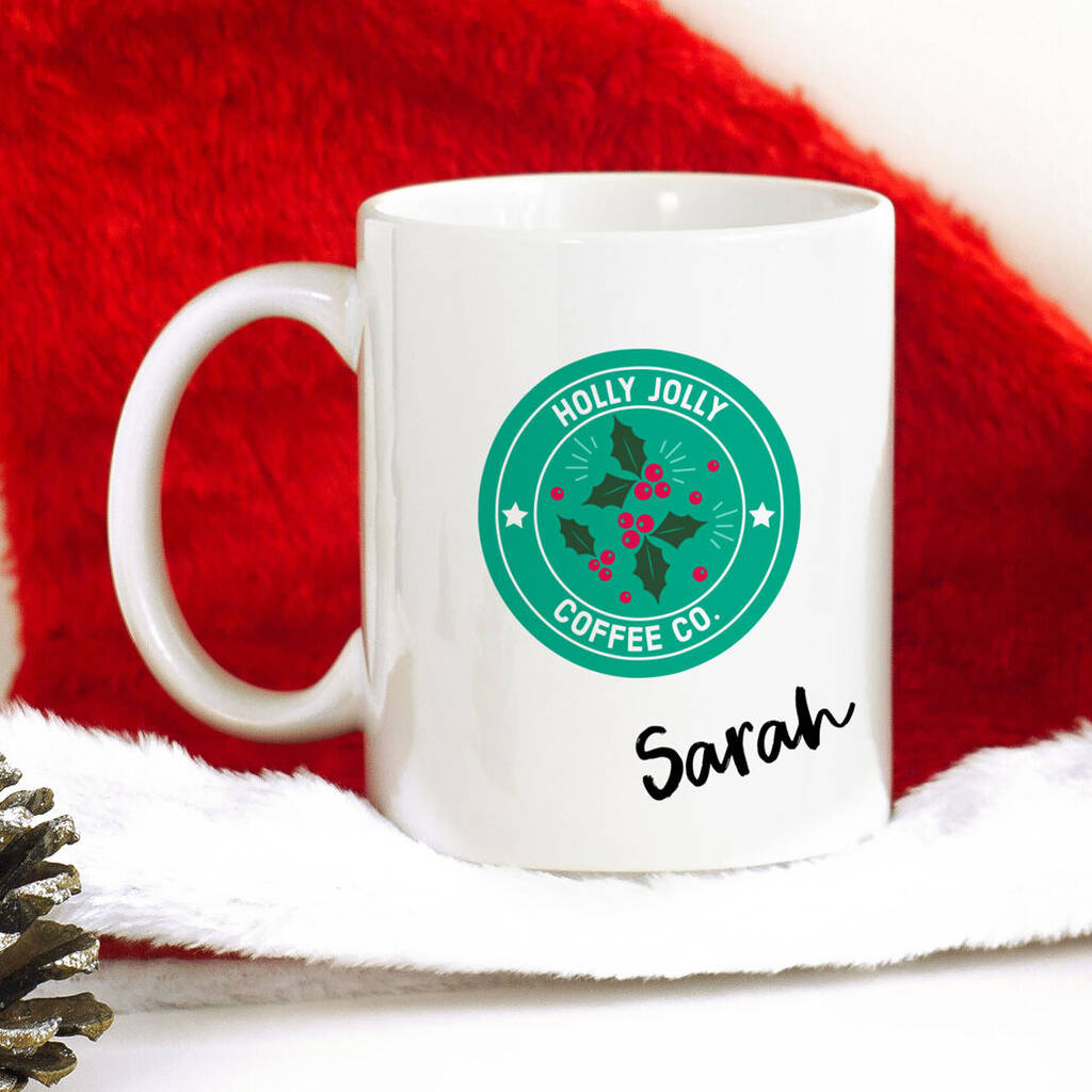 Personalised Holly Jolly Coffee Co Mug