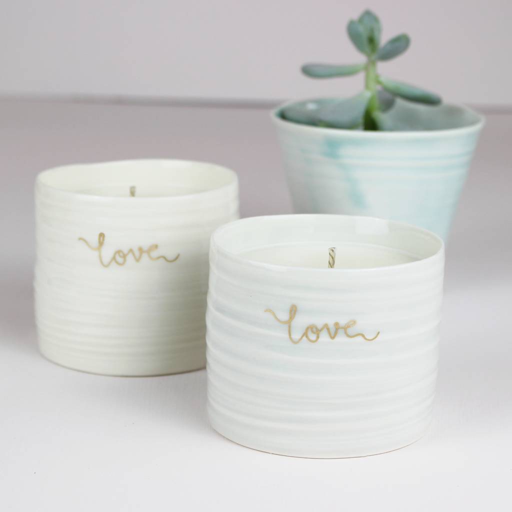 porcelain love candle by gemma wightman ceramics