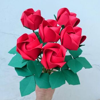 Origami Paper Rose With Leaves, Anniversary Gift, 11 of 11