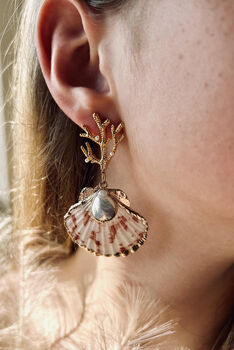 Boroque Pearl Real Shell Statement Earrings, 2 of 5