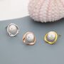 Genuine Pearl And Mobius Circle Stud Earrings, thumbnail 1 of 12