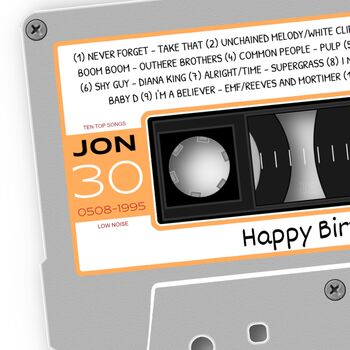 30th Birthday Print Songs On The Day You Were Born 1994 1995, 12 of 12