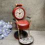 Barber’s Chair Table Clock – Red And Black Metal Ornament, thumbnail 8 of 12