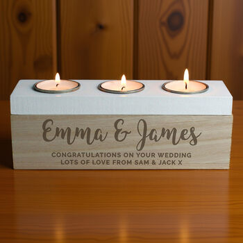 Personalised Free Text Triple Tea Light Box Tealight Holder, 2 of 10