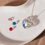 Sterling Silver Family Birthstone Heart Locket Necklace, thumbnail 3 of 10