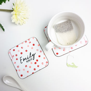 Personalised Dotty Coasters Pair, 4 of 8