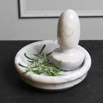 Marble Flat Pestle And Mortar. Two Sizes Available, 3 of 5