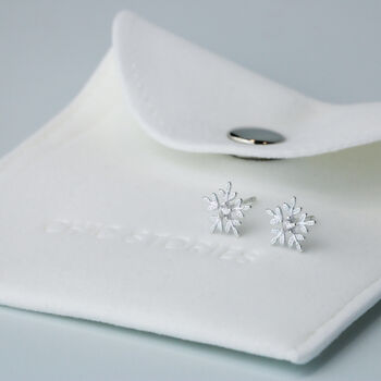 Sterling Silver Snowflake Stud Earrings, 6 of 7