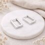 Sterling Silver Rectangle Huggie Hoop Earrings – 13mm X 9mm, thumbnail 1 of 8