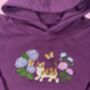 Kids Cottagecore Cat In Flowers Embroidered Hoodie, thumbnail 2 of 6