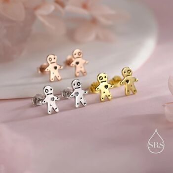 Sterling Silver Tiny Voodoo Doll Stud Earrings, 5 of 11