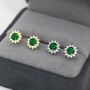 Sterling Silver Emerald Flower Stud Earrings, thumbnail 2 of 11
