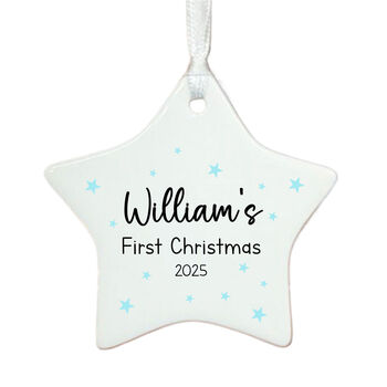Personalised 1st Christmas Star With Blue Stars Keepsake Baby Gift, 4 of 4