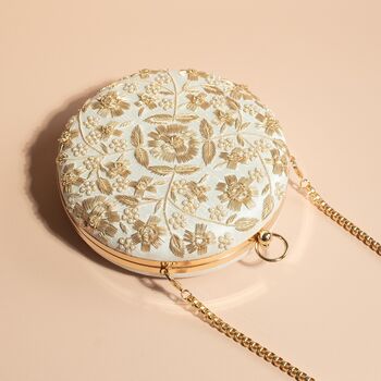 Asha Ivory Silk Round Clutch, 4 of 7