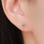 Tiny Emerald Green Cz Star Stud Earrings, thumbnail 1 of 12