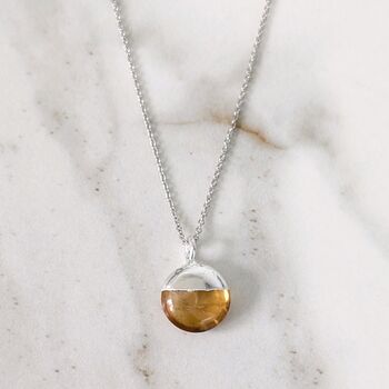 The Orb Citrine November Birthstone Necklace, Silver, 4 of 8