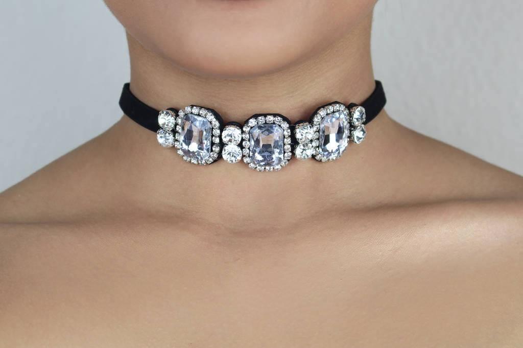 Diamante Velvet Choker Necklace By Isabella Charm