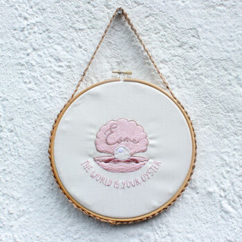 The World Is Your Oyster Embroidered Hoop, 3 of 4