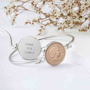 21st Birthday 2005 Penny Coin Bangle Bracelet, 2 of 9