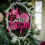 Personalised Pom Pom Fairy Light Wreath Custom Word, thumbnail 2 of 12