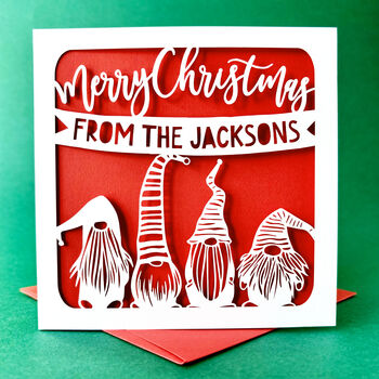 Gonks Christmas Gnomes Personalised Family Christmas Card, 3 of 6
