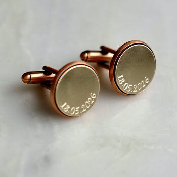 Personalised Curve Engraved Bronze And Copper Cufflinks, 2 of 11