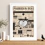 Married In 1956 Map Print, Personalised 70th Platinum Wedding Anniversary Gift, thumbnail 3 of 12