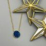 Round 18k Gold Plated Blue Druzy Crystal Necklace, thumbnail 1 of 5