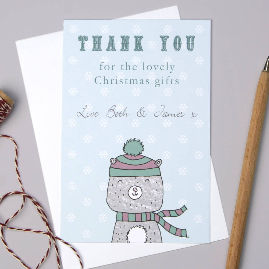 Personalised Bear Christmas Thank You Cards, 1 of 2