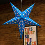 Fiesta Sea Blue Paper Star Lantern, thumbnail 1 of 5