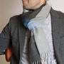 Men's Blue Grey Colour Block Herringbone Scarf, thumbnail 3 of 9