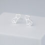 Sterling Silver Simple Cat Stud Earrings, thumbnail 4 of 6