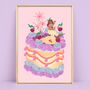 Colourful Fruit Cocktail Cake Personalised Art Print, thumbnail 4 of 9