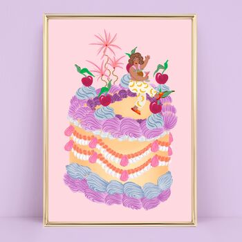 Colourful Fruit Cocktail Cake Personalised Art Print, 4 of 9