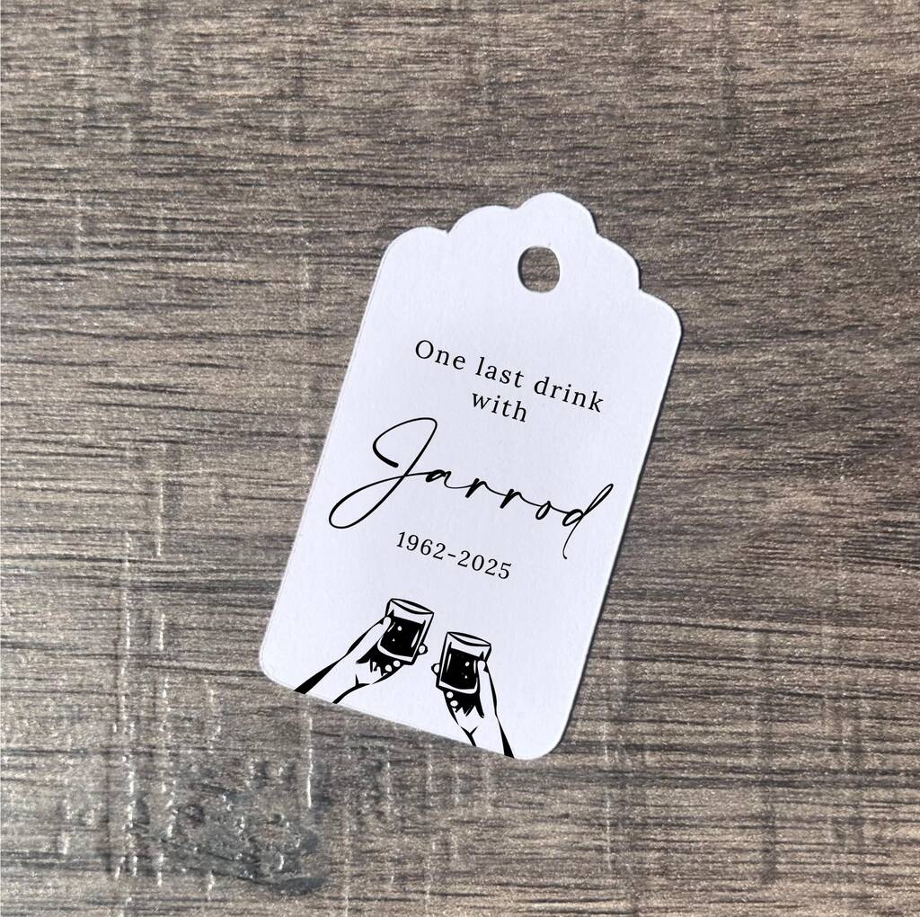 10 Personalised Shot Bottle Funeral Favours Tag